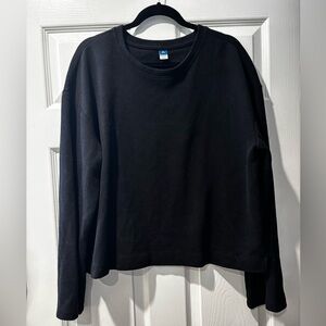 Old Navy Black Long Sleeved Knit Top Round Neck Size XXL Tall Cotton Poly Blend